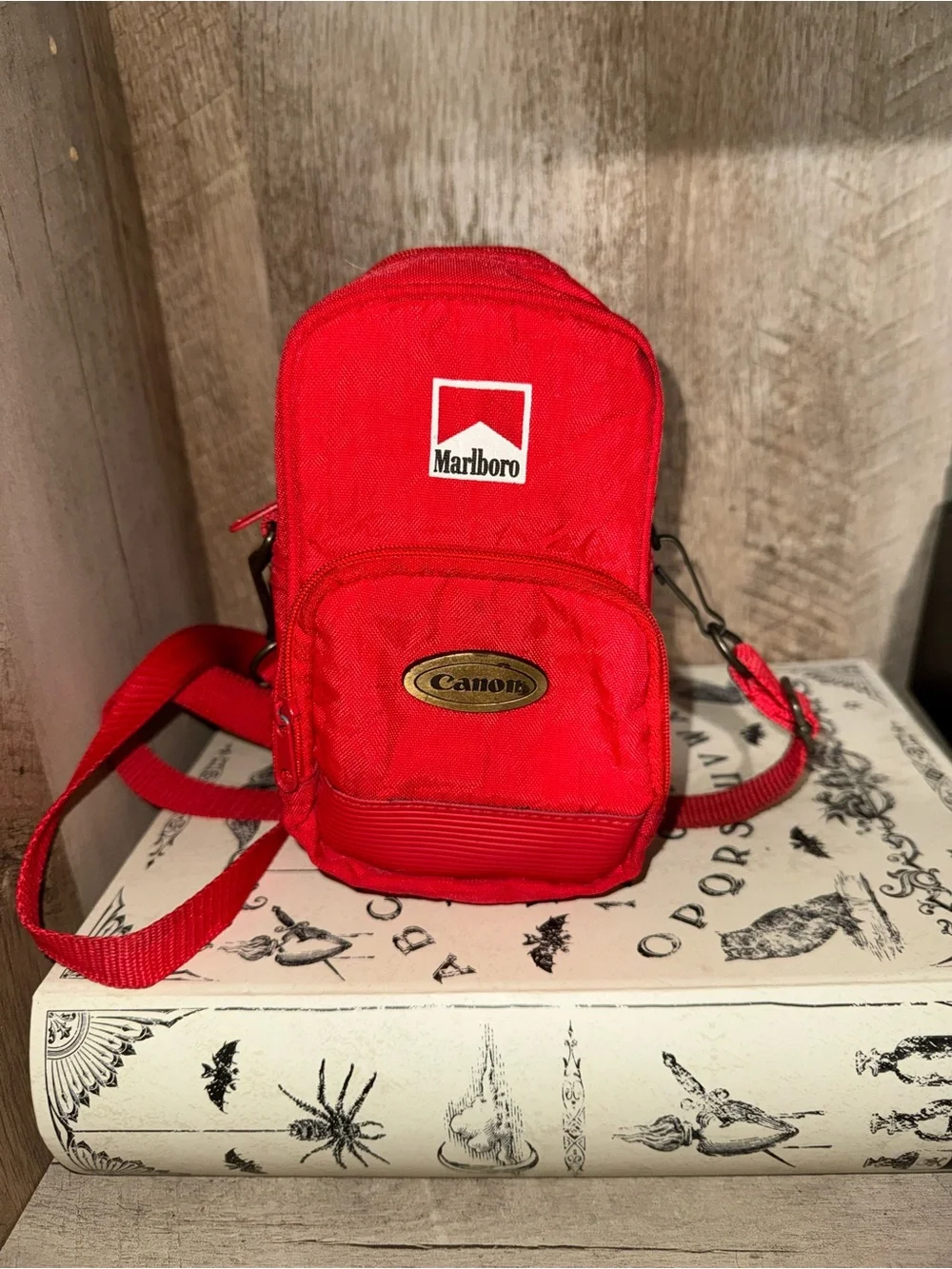 Vintage 80’s Canon Marlboro Nylon Camera Carrying Case w/ Marlboro Camera